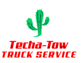 The logo for techa tow truck service